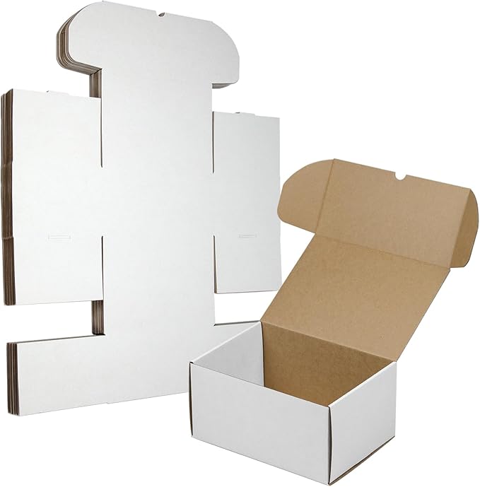 10x7x5 Inches Shipping Boxes Set of 20, White Corrugated Cardboard Box Literature Mailer for Packing Small Business