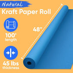USA Made 48" x 1200" Dark Blue Kraft Paper Roll, 45 lbs Thickness, Kraft Paper for School, American Quality Colored Kraft Paper, Bulletin Board - Non-Toxic, Odorless, Safe for Kids