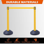 6 Pack Yellow Crowd Control Stanchions with 10FT Retractable Belts, Water Filled Base Posts, Barrier System for Lines, Events, and Public Spaces