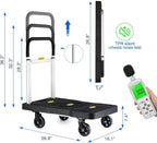 Upgrade Heavy Duty Folding Dolly Cart with Wheels, 330Lb Portable Push Cart, Adjustable Handle for Luggage, Moving, Travel, Shopping & Office Use