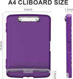 Plastic Clipboard with Storage, 8.5 x 11 Storage Organization Box Side-Opening, Heavy Duty Clip Board with Pen Holder and Paper Folder for Nurses, Teachers, Office & School Supply, Dark Purple