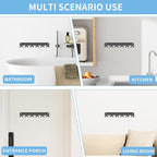 2 Pack Key Holder for Wall, Key Hooks Wall Mount with 12 Hooks, No Drilling Required, Self-Adhesive Key Rack, Key Hanger Wall Mount for Corridor, Kitchen, Living Room - Gray