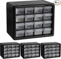 Akro-Mils 16-Drawer Plastic Cabinet for Garage Organization, Beads, Makeup Organizer, Building Bricks Storage, Teacher Toolbox, 10-1/2" W x 6-1/2" D x 8-1/2" H, 10716 Black (Pack of 4)