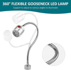 Magnetic Work Light, LED Machine Light with Flexible Gooseneck and Magnetic Base, Shop Tool Lamp for Lathe, Work Bench, Sewing Machine, Grill, Desk, Industrial Lighting Silver