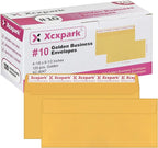 120 PCS #10 Golden Self Seal Kraft 4-1/8 x 9-1/2 inches Security Envelopes, Windowless Invisible Envelopes Super Strong Quick Seal Envelopes Security Tint Pattern Secure