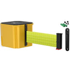WM412 Retractable Belt Wall Mounted Yellow Crowd Control Barrier and Receiving End, 25' Fluorescent Yellow Belt