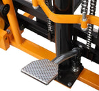 Manual Hydraulic Lift Stacker, 440 lb Capacity Pallet Jack Dolly with 35.5" Lift Height, 20" Forks, All-Steel Frame, Large Rear Rubber Tires & Swivel Casters for Warehouse, Shop & Material Handling