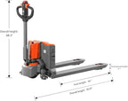 T Tory Carrier Electric Pallet Jack Truck 3300lbs Capacity Lithium Electric Pallet Trucks 48" x27" Forks Li-ion Battery Lift for Narrow Spaces, Easy Battery Replacement-Orange