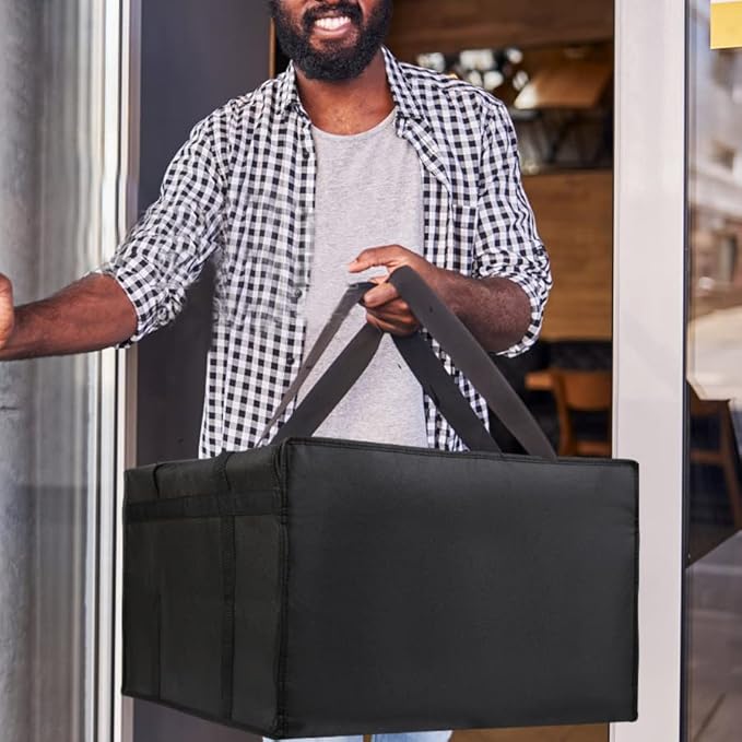 musbus Pizza Carrier Insulated Bags Large for Deliveries, Insulated Pizza Carrier Delivery Bag 20 x 20 inch inches Food Bag for Personal and Professional Use (Black), Black, 20W x 20D x 14H, Modern