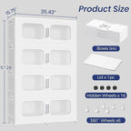 200Gal Exra Large Stackable Storage Bins with Lid, 800QT Collapsible Storage Box with 6x Wheels, Folding Plastic Cabinet Container with Door Drawer for Home Kitchen Office Dorm, 4Pack White