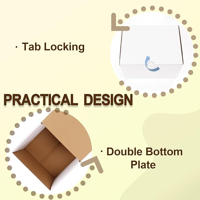 WIFTREY 8x6x6 inches Shipping Boxes set of 20 White Corrugated Cardboard Box for Packaging Small Business, Moving, Mailing