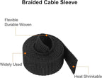 MECCANIXITY Braided Cable Sleeves Heat Shrinkable Fabric Sleeving, 1/2" 3ft Black 2:1 Ratio Heat Shrinkable Cord Protector for Harness Cable, Network Cable Protection, Cable Management