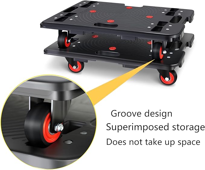 Furniture Dolly, Furniture Movers Dollies Heavy Duty,Large Moving Dolly Cart with 4 Wheels,24in-16in Hand Truck Folding Cart,360° Swivel Wheels Mute Portable 660lb Capacity,2 Pack,Black