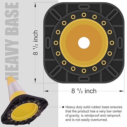 6 Pack 12" Inch Yellow PVC Traffic Cones with Heavy-Duty Base, High-Visibility All-Weather Safety Cones for Road Construction, Parking Lot, and Garage Use (6, Yellow, 12" Small)