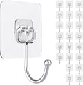 ZESLMG Large Adhesive Hooks for Hanging Wall, 22 Pack Self Sticky Hooks Heavy Duty 22lb Clear, Removable Shower Hook No Damage for Towel Key Coat Wreath Picture Outdoor Bathroom Kitchen, Waterproof