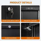 BESFUR 36" H Metal Cabinet with Lockable Drawer and 2 Lockable Doors, Black Locking Cabinet with Adjustable Shelf, Lockable Storage Cabinet for Home Office, Garage,School, Warehouse, Utility Room