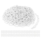 PATIKIL Plastic Chain Links, 100 Foot Safety Barrier Chain White for Crowd Control, Queue Line, Parking, Fence, Gate, Concert, Construction Site and Decoration