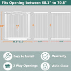 Fairy Baby 68.1"-70.8" Extra Wide Press Mounted Baby Gate Indoor for Kids Or Pets Walk Thru No Drill Long Dog Gates for The House Doorway Child Safety Gate