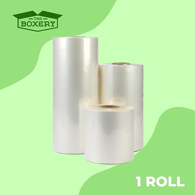 The Boxery Shrink Wrap Film 20" x 31500” (2625’) Heat Wrap POF Centerfold - Polyolefin 100 Gauge - Industrial Grade Heat Shrinkable Film for Packaging - Small Business, Toys, Books, and Much More.