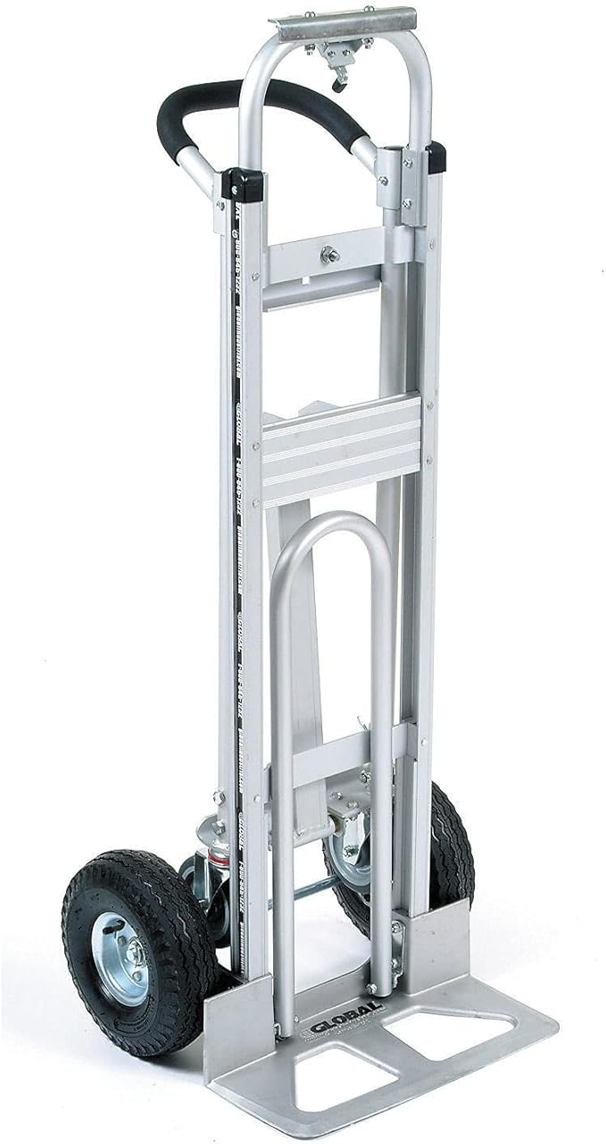 Global Industrial Aluminum 3-in-1 Convertible Hand Truck with Pneumatic Wheels