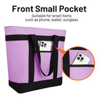 Insulated Reusable Tote Bag for Grocery Shopping for Women/Men, Pizza/Food Delivery Bag to Keep Food Cold/Hot for Commercial Delivery Services, Cooler bags for Travel/Beach/Picnic, Lavender
