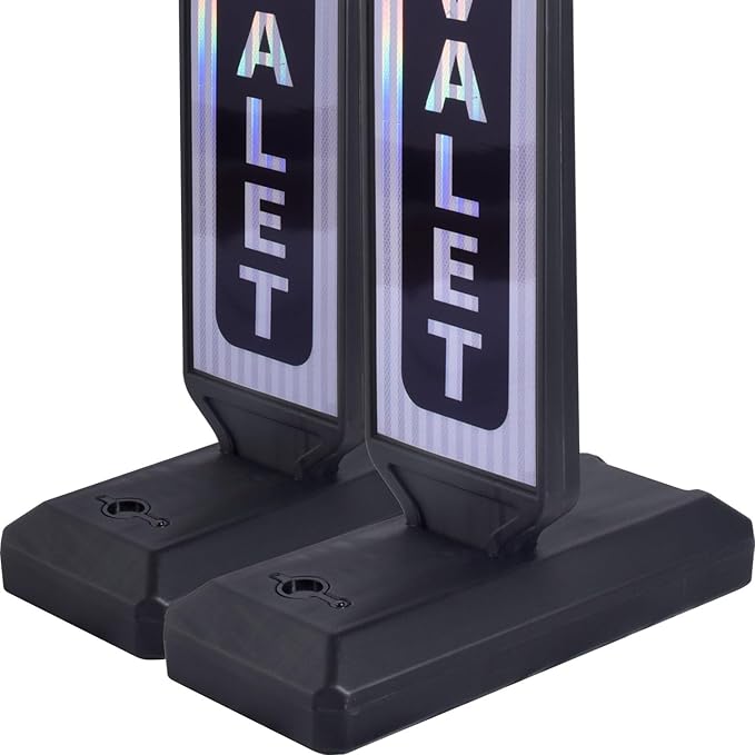 2 Pack 43" x 9.6" inch Double Sided Pedestrian Crosswalk Sign, 21.8" x 9.6" x 4" Durable HDPE Water Filled Base, Portable High Visibility Reflective Traffic Safety Parking STOP Signs (White-2Pack)