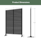 Modern Shade Metal Privacy Screen 72" H x 48" W, Freestanding Decorative Outdoor Privacy Fence Panels for Instant Privacy & Space Division, Patio Screens for Patios Outside Outdoor, Black, 3 Panel