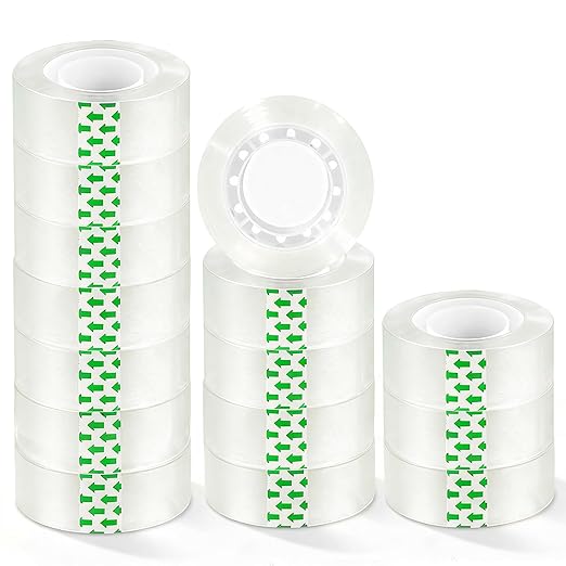 15 Rolls Transparent Tape Refills, Clear Tape, Gift Wrap Tape 3/4 Inch x 1000 Inch, Clear Tape Refill Rolls for Gift Wrapping, Home, School Office Supplies
