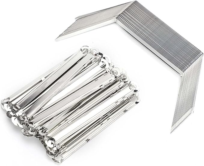 File Fasteners 2 - Hole Iron Clips 50pcs, 80mm Hole Pitch, Durable Metal Paper Prong Fastener - Holds 350 Sheets, Rust, Easy Document Binding