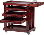 MEEDEN Art Supply Storage Cart, 5 Tier Solid Beech Wood Utility Rolling Cart with 3 Drawers, Craft Orgnizer on 4 Wheels