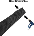 MECCANIXITY Braided Cable Sleeves Heat Shrinkable Fabric Sleeving, 1" 33ft Black 2:1 Ratio Heat Shrinkable Cord Protector for Harness Cable, Network Cable Protection, Cable Management