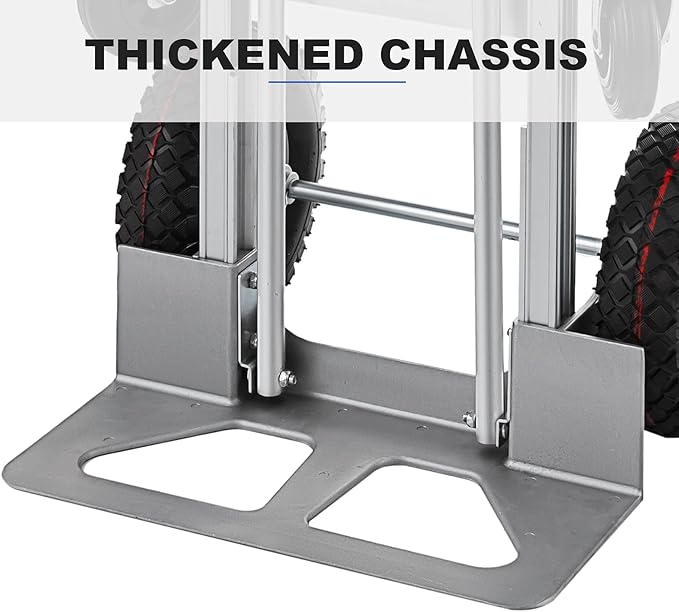 3in1 Aluminum Hand Truck,Convertible Hand Truck Dolly Large Size 1000 lb Capacity, Utility Cart Converts from Hand Truck to Platform Cart with 10" Hi Tech Rubber Wheels