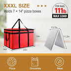 2PK Insulated Food Delivery Bag with Baseboard — Reusable Thermal Cooler Grocery Bags for Catering & Delivery, Pizza Carrier for Events, Large Capacity Bag Keeps Food Hot/Cold for Travel, Commercial