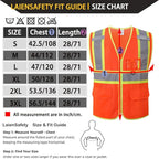 Reflective Safety Vest for Men Women with Multiple Pockets Class 2 High Visibility Mesh Vest Hi Vis Construction Work Vest,Meets ANSI/ISEA Standards(EK1-178-Orange-3XL)