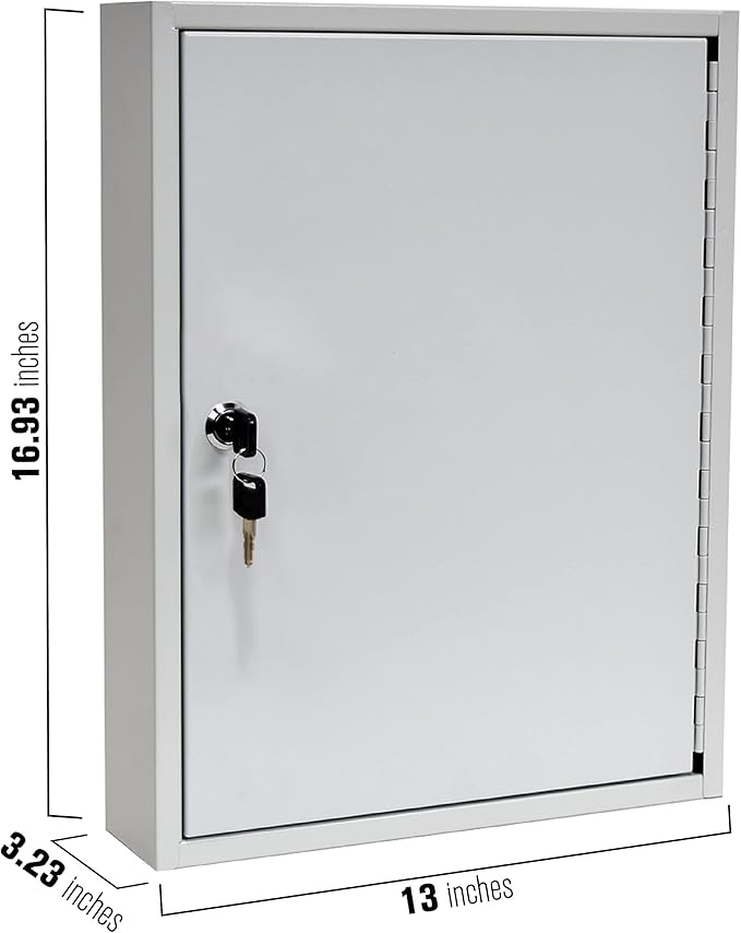 BankSupplies Fort Knox Key Holder Cabinet - 60-Key Cabinet - 60 Easy-to-Write-On Key Tags - Piano Hinged Door - Standard Keyed Lock - Steel Construction - Key Lock Box