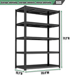 72" H Garage Shelving 5 Tier Storage Shelves 3000LBS Metal Shelving Unit Heavy Duty Adjustable Steel Shelf for Kitchen Warehouse Pantry Basement,72" H x 40" W x 15.8" D, Black