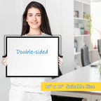 Dry Erase Magnetic White Board, 16" x 12" Black Framed Double-Sided Desktop Whiteboard with Stand, Portable Small Whiteboard Set for Drawing, Office, Home, School