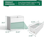 2 Drawer Lateral File Cabinet with Lock, Metal Filing Cabinets for Home Office, Steel Storage Wide File Cabinet for Letter/Legal/F4/A4 Size with Hanging Bars, Assembly Required (White)