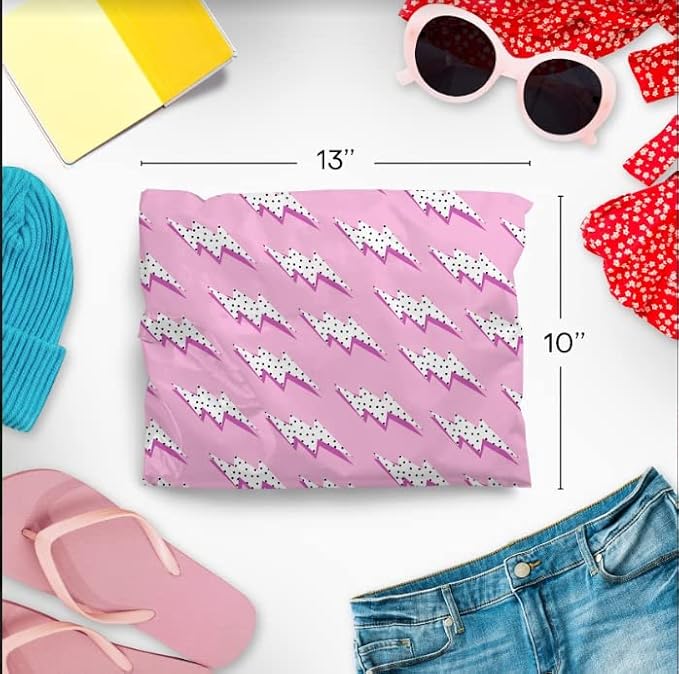 10x13 Poly Mailers – Lightning Bolt – Waterproof, Tear-Resistant Shipping Bags with Adhesive Seal – 100 Pack – Package Mint