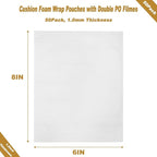 50 Pack 6''x8'' Cushion Foam Pouches, Moving Supplies for Dishes, Packing Foam for Dishes & Cups, Glass Packing Paper and Plate Protectors for Moving Fragile Items (150x200x1MM)