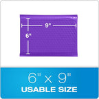 Quality Park Bubble Mailers, 6 x 9, Purple Poly Mailers, Padded Envelopes, Shipping Bags, Water Resistant, Self Seal, 50 Per Box (QUA85904)