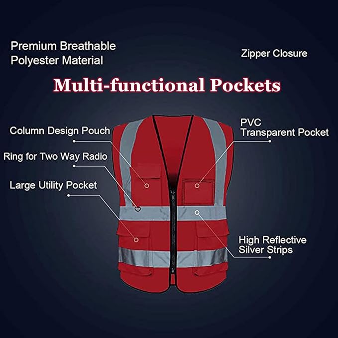 BeautyWill 10/20 Pack Custom Logo Safety Vest,Bulk High Visibility Class 2 Reflective Work Vests