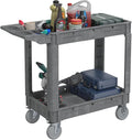 Heavy Duty Utility Rolling Tool Cart, 550 lbs Capacity Utility Service Cart with Two Trays and Wheels, 40 x 17-Inch Rolling Service Carts Huge Storage, Garage, Warehouse, Workshop, Gray