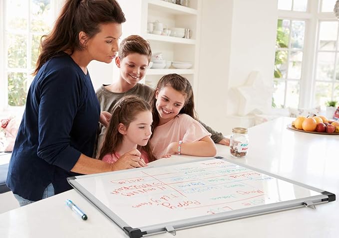 Amazon Basics Large Magnetic Dry Erase Whiteboard with Pen Tray for School, Classroom, Office & Home , 35.4" x 23.6", Aluminum frame