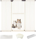 Lumizone Extra Tall Cat Gate 61.02" High Pressure Mounted Extra Wide 63.39"-67.32" (17Sizes) 1.37" Gap No Drilling Auto-Close Tall Pet Gate for Dogs (Cream, 63.39"-67.32" W)
