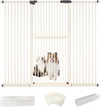 Lumizone Extra Tall Cat Gate 61.02" High Pressure Mounted Extra Wide 63.39"-67.32" (17Sizes) 1.37" Gap No Drilling Auto-Close Tall Pet Gate for Dogs (Cream, 63.39"-67.32" W)
