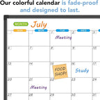 JILoffice Magnetic Dry Erase Calendar Whiteboard, 1 Month White Board Calendar Planner 24 X 18 Inch, Black Aluminum Frame Wall Mounted Board for Office Home and School