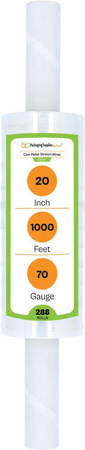 PSBM 288 Rolls 20 Inch x 1000 Feet 70 Gauge Stretch Film/Wrap with Handles, Heavy Duty Industrial Strength Clear Shrink Plastic Wrap for Moving, Packing, Shipping, Pallet Wrapping & Storage