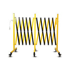 17FT Traffic Barricade with Casters, Metal Expandable Barricade, Folding Security Gate, Retractable Fence Outdoor Barricade Fence for Construction Area, Traffic Control