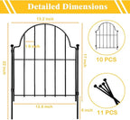 Garden Fence, 22 in(H) x 10.83 ft(L) Arched Rustproof Metal No Dig Fence Garden Fence Border, Ground Stake Animal Barrier Fence for Rabbit Dog, Outdoor Decor for Yard & Patio